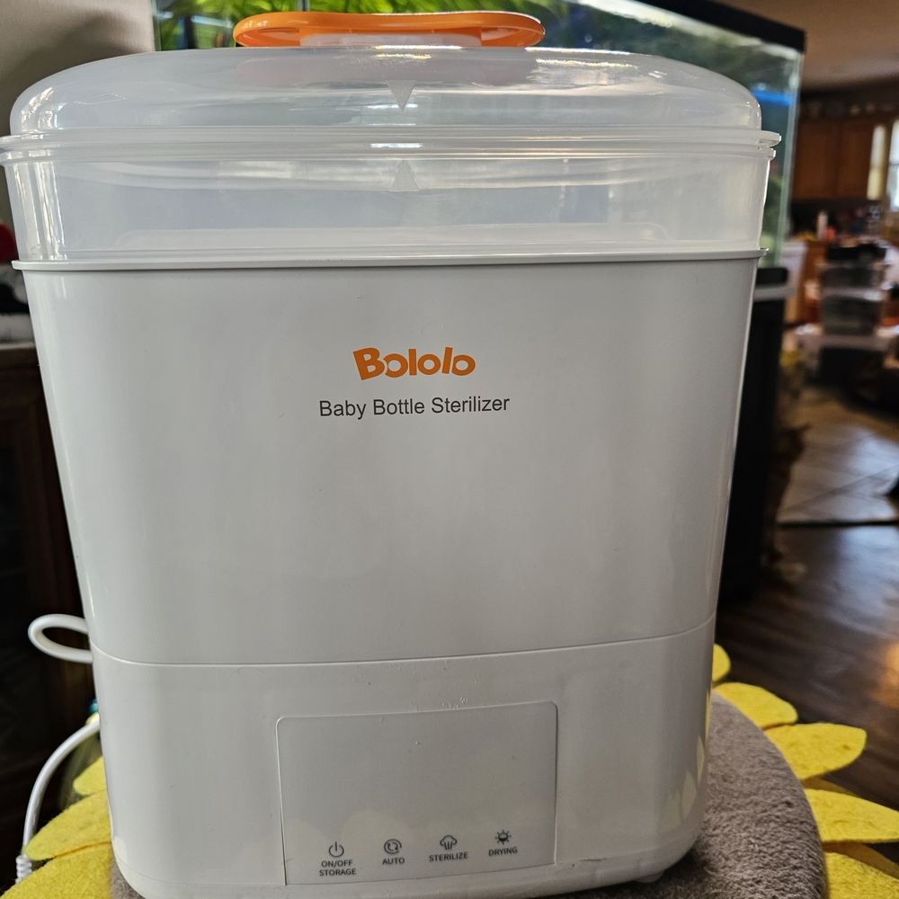 Baby Bottle Sterilizer in White and Orange